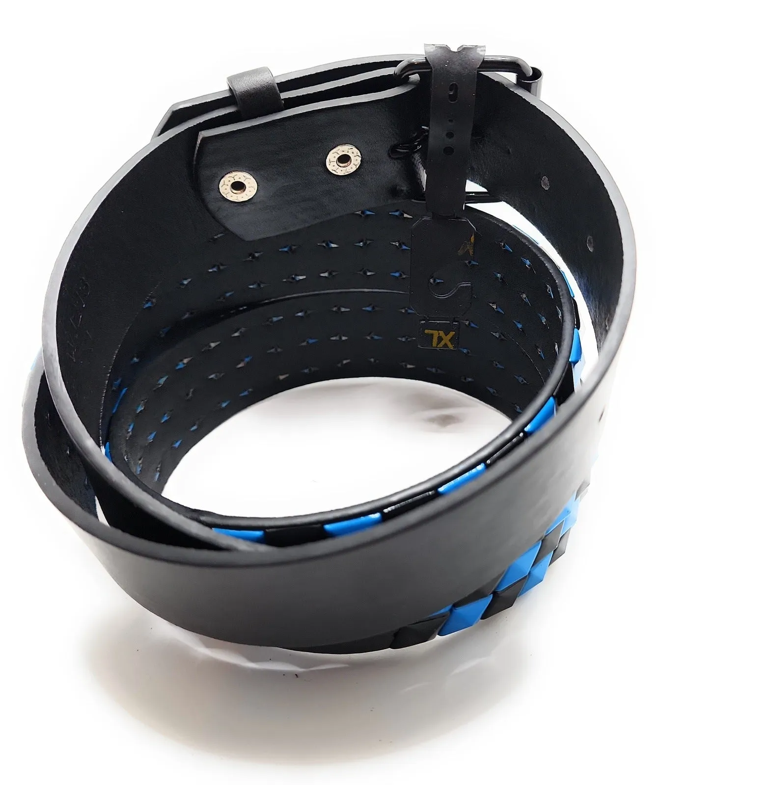 Deep Blue & Black Pyramid Studded Belt Punk