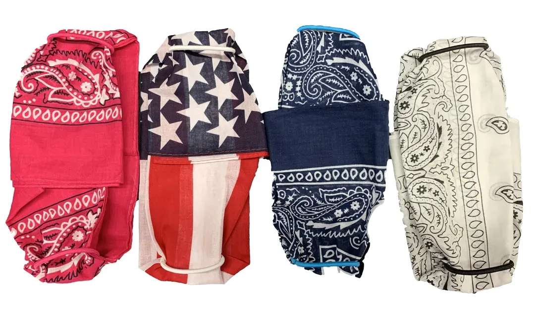 DIY Face Mask Kit- 6 bandanas   12 Pony Tail Holders - Make 6 Masks (Dk Brn)