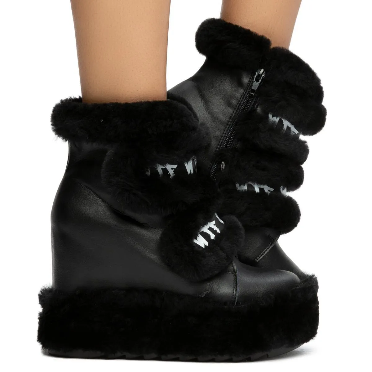 Dizzy Dream Wedge Fur Booties