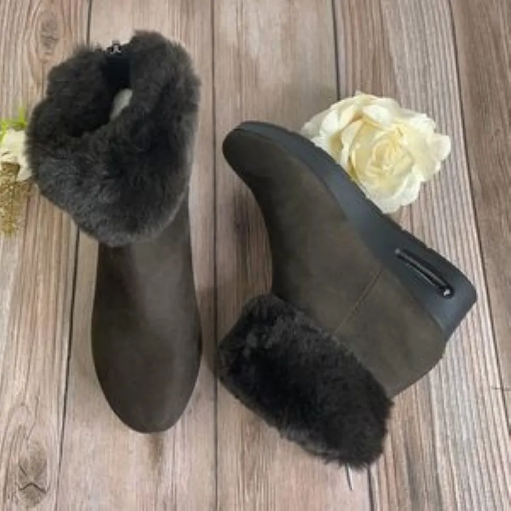 DKNY Stone Wedge Fur Booties 6M
