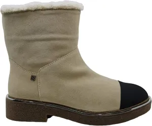 DKNY Women's Shoes Fay Suede Cap Toe Ankle Fashion, Sandstone/Black, Size 4.0