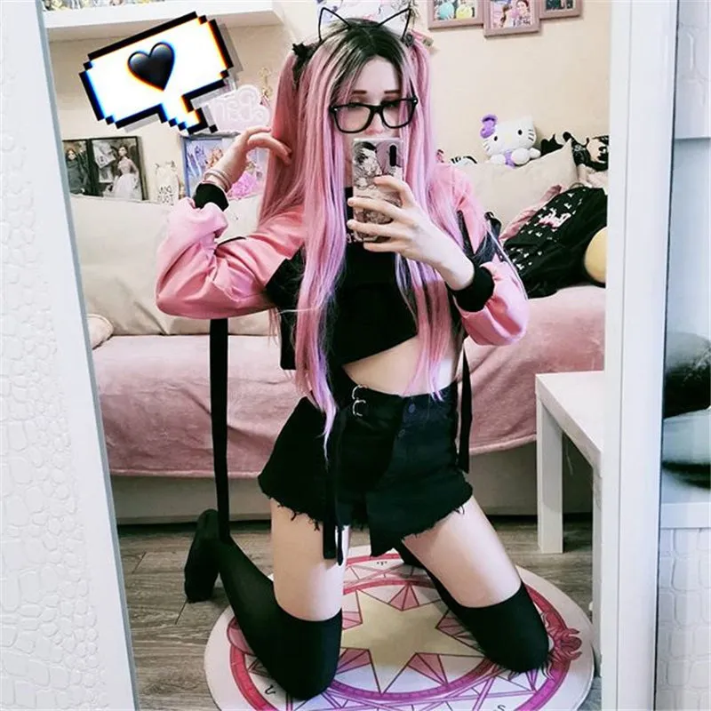 [@dollish_fox] "ROCK MORE VINTAGE ROUND NECK PINK" HOODIE K031102REVIEW