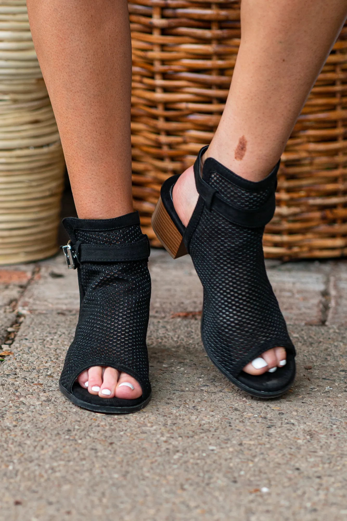 Doria Perforated Mule Sandal Heels