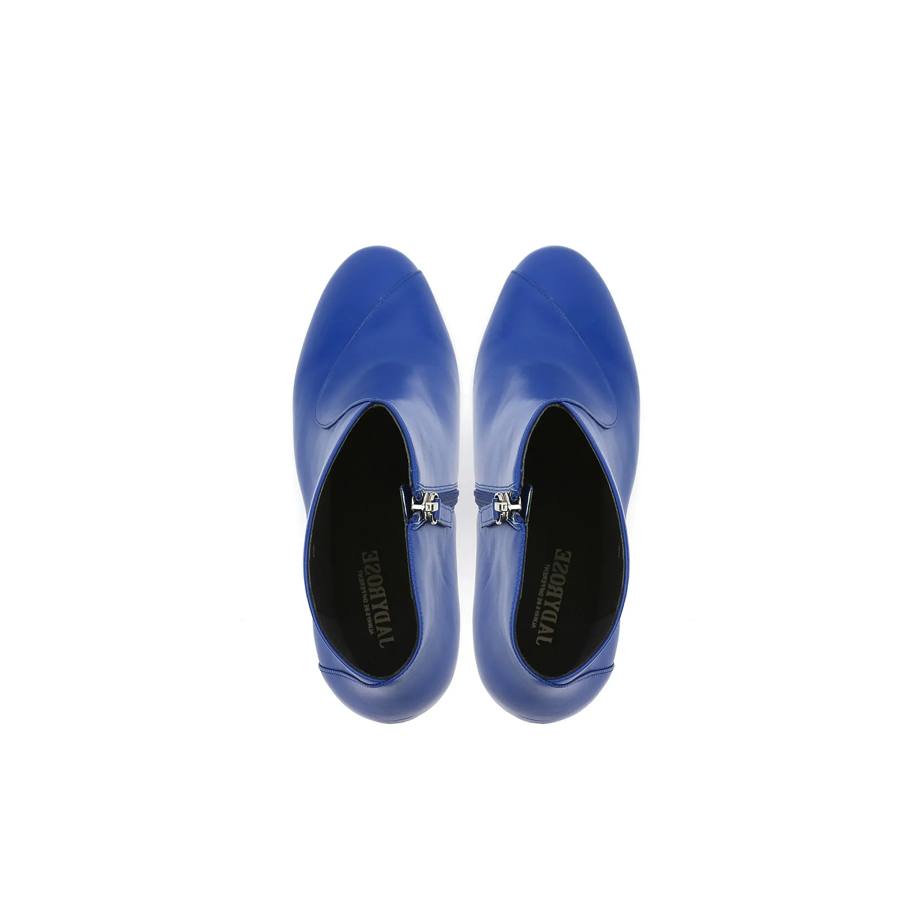 Elevator Heel Leather Bootie - Blue