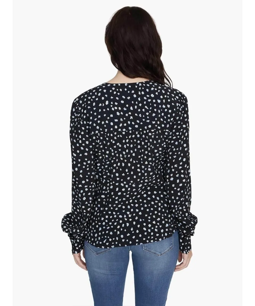 Ella Tie Front Blouse Blue Combo