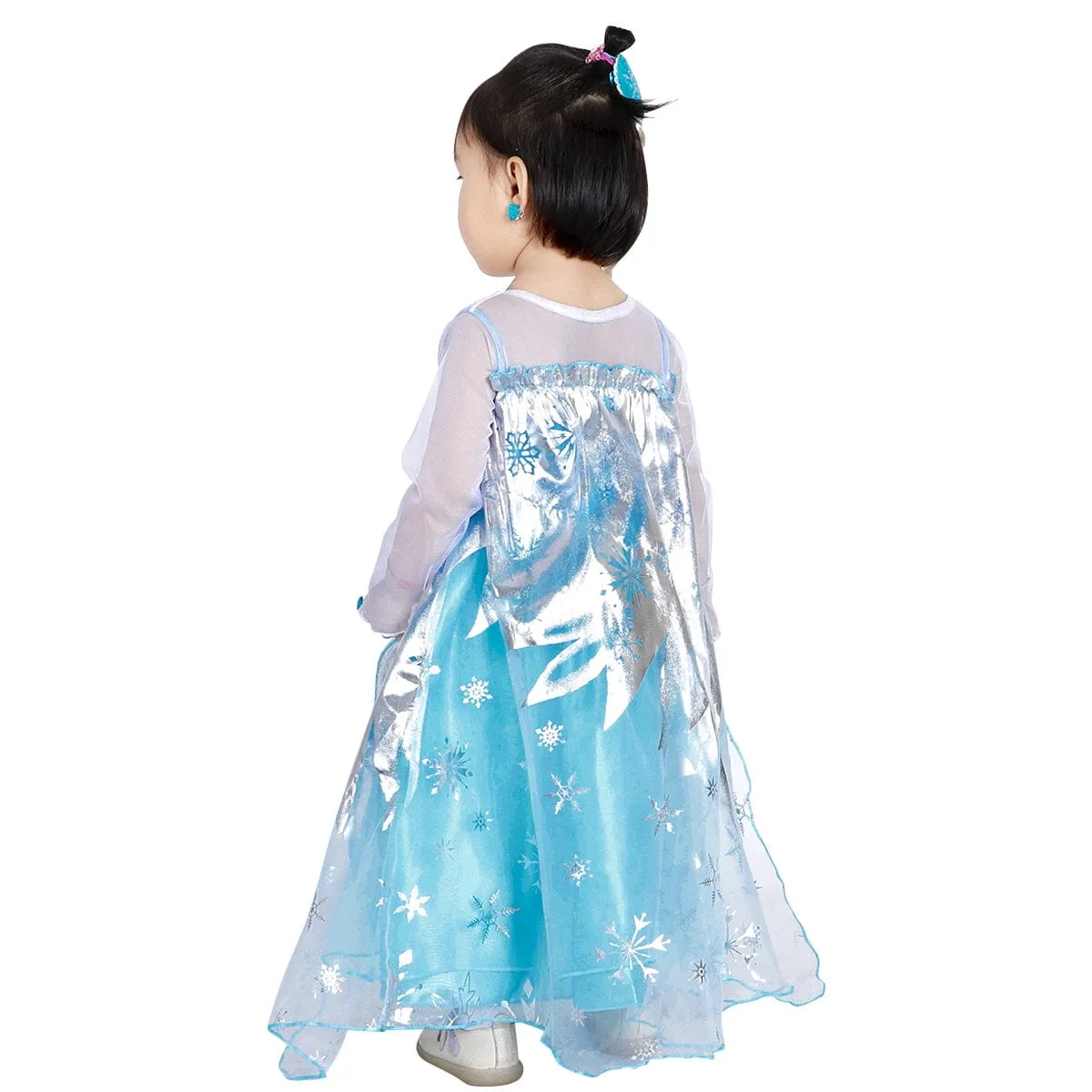 Elsa Dress Up Costume With Cosplay Accessories Crown Wand & Gloves