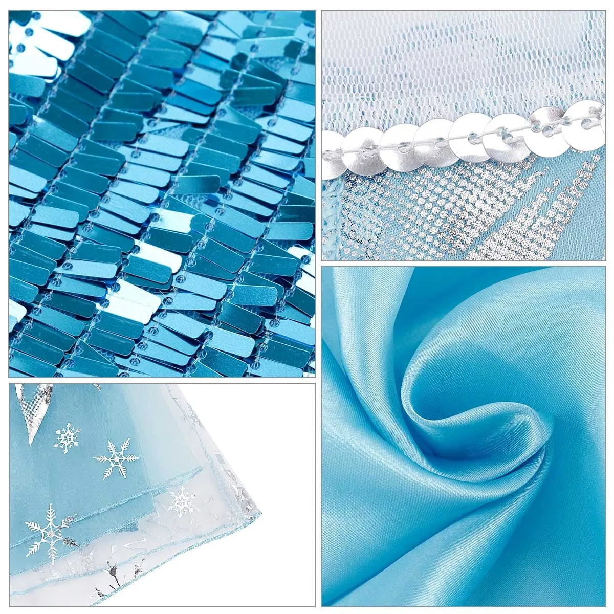 Elsa Dress Up Costume With Cosplay Accessories Crown Wand & Gloves