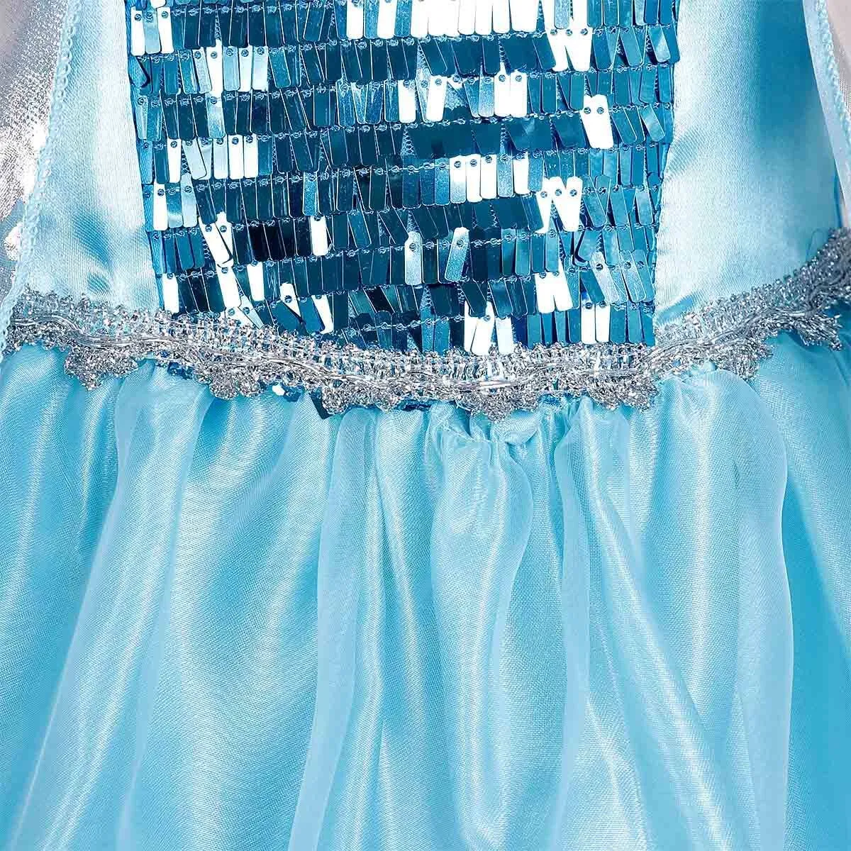 Elsa Dress Up Costume With Cosplay Accessories Crown Wand & Gloves