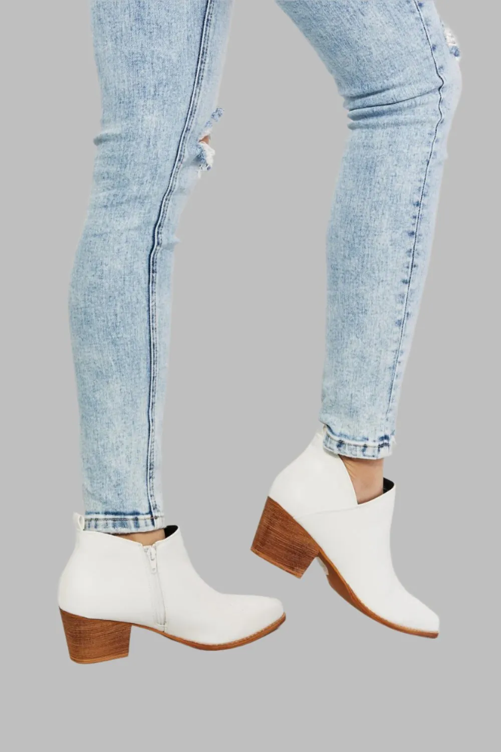 Embroidered Crossover Cowboy Bootie in White