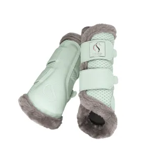 Eskadron powder green mesh faux fur brushing boots