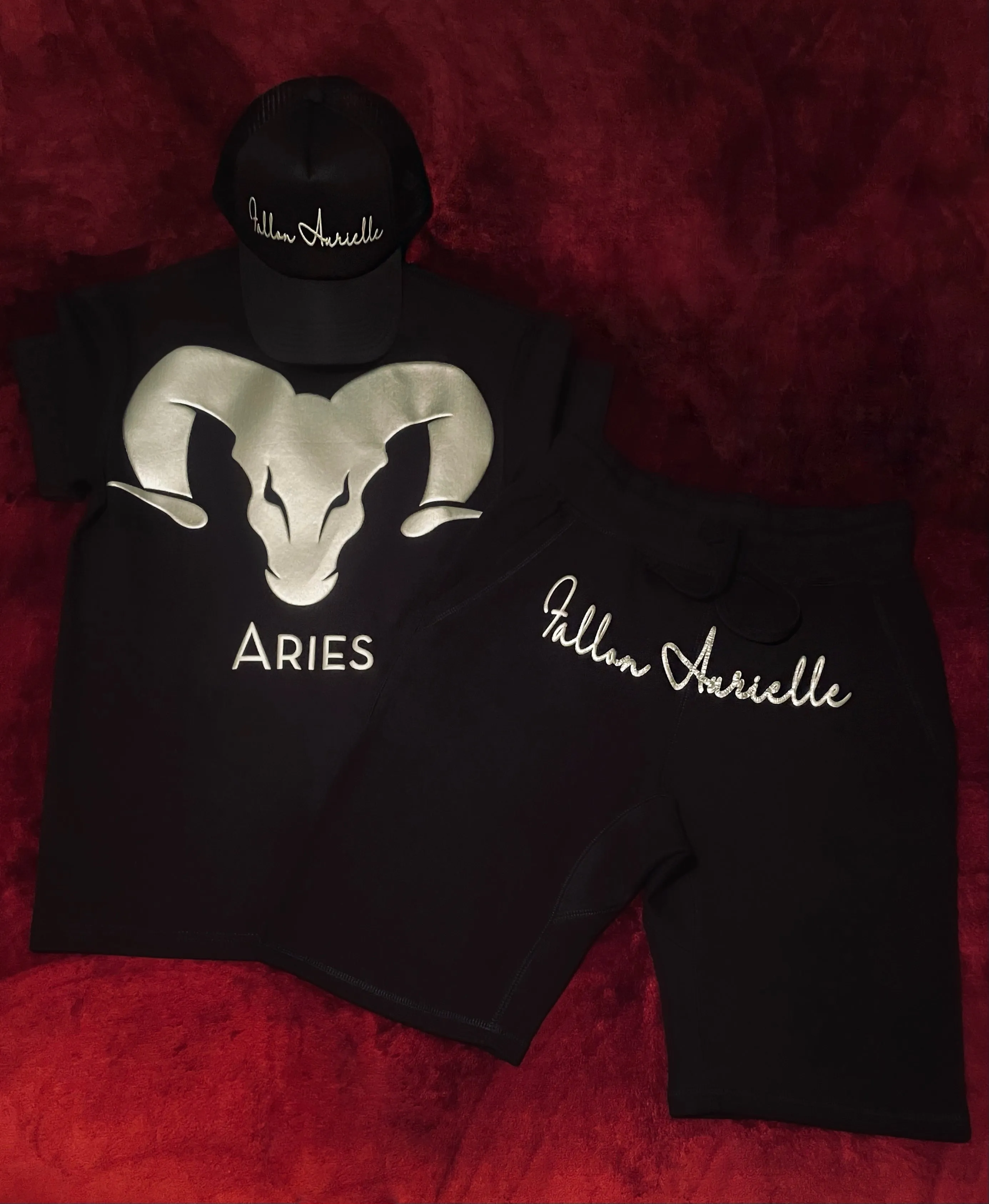 Fallon Aurielle & F.A. Unisex Signature 3 Piece Aries Ram & Name Zodiac Set (Black & Silver)