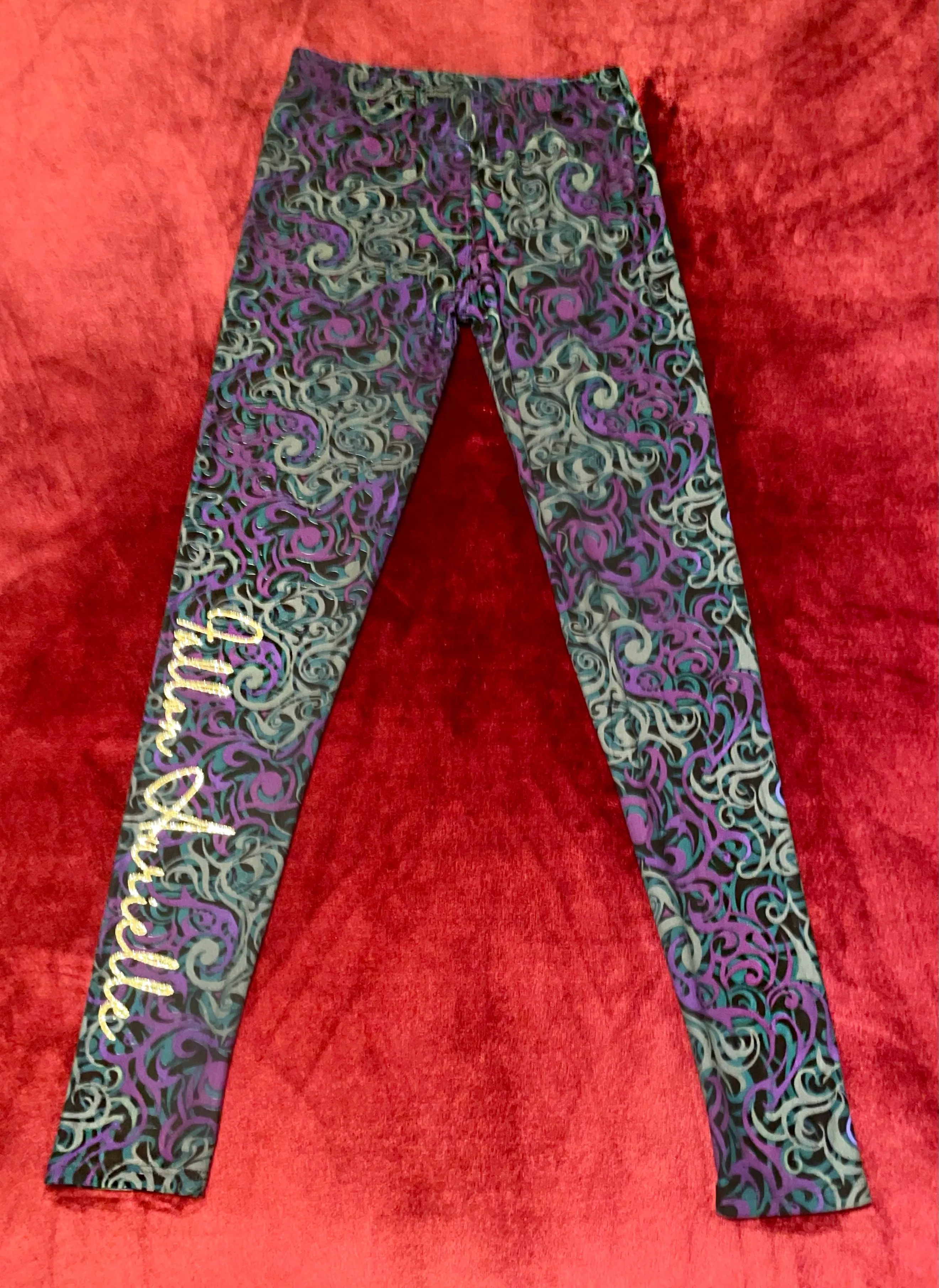 Fallon Aurielle Signature 3 Piece Leo Logo Zodiac Leggings Set (Purple & Gold)