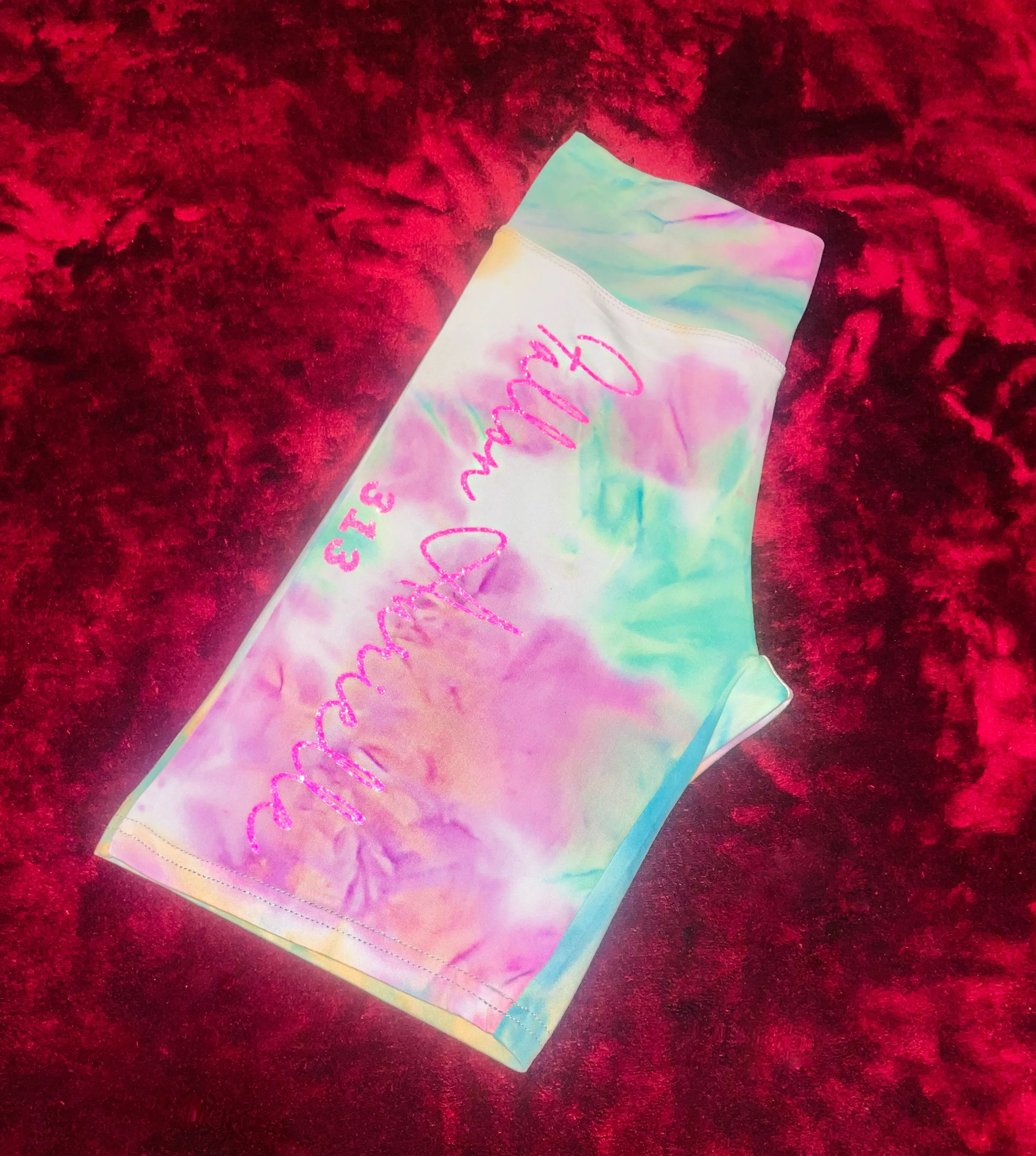 Fallon Aurielle Signature 313 Rep Yo Set Area Code Tie Dye Biker Short Set (White, Pink & Turquoise Tie Dye)