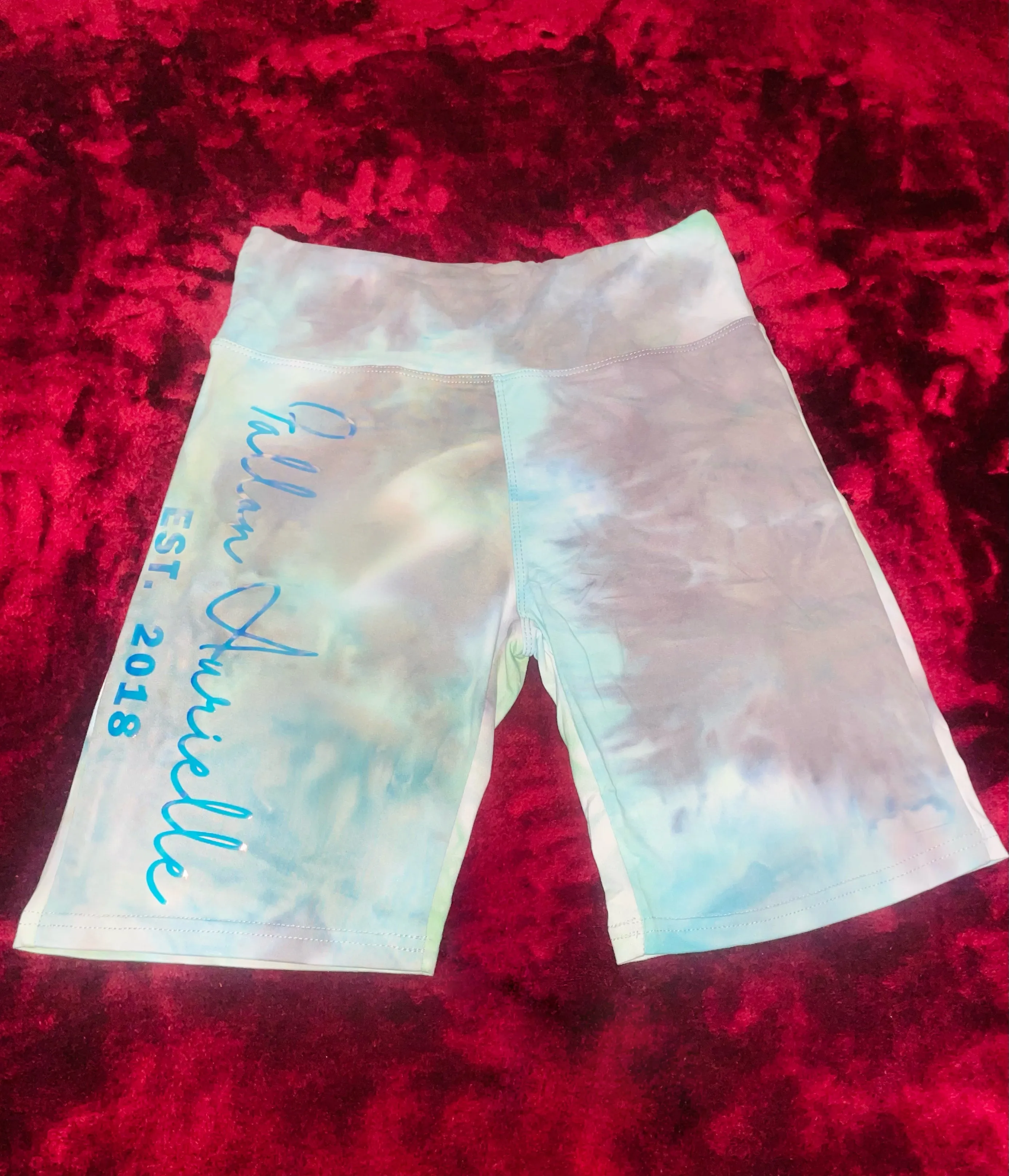 Fallon Aurielle Signature EST. 2018 Tie Dye Biker Short Set (Gray, Holographic & Green Tie Dye)