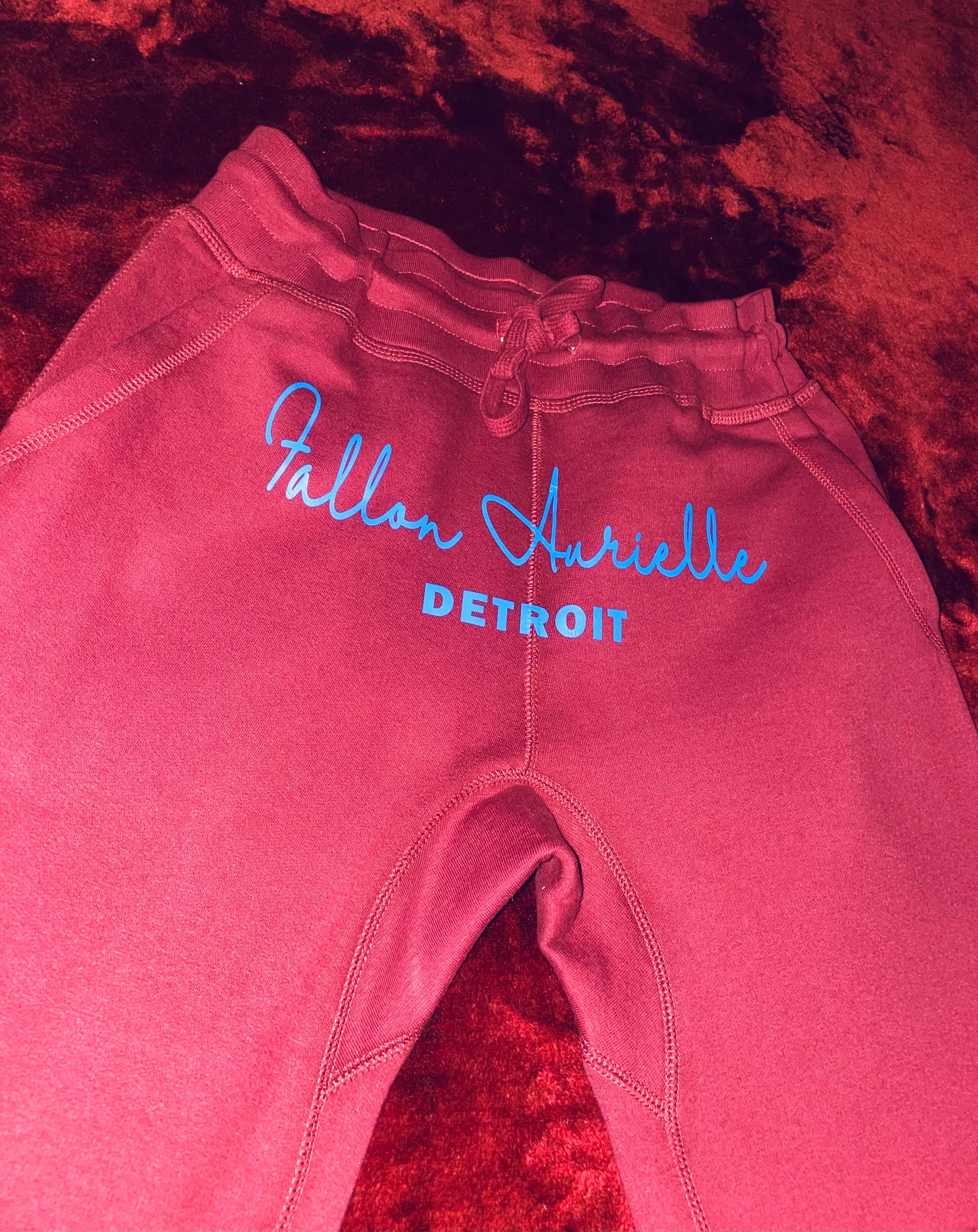 Fallon Aurielle Unisex Signature 3 Piece Detroit Rep Yo Set Short Set (Burgundy & Powder Blue)