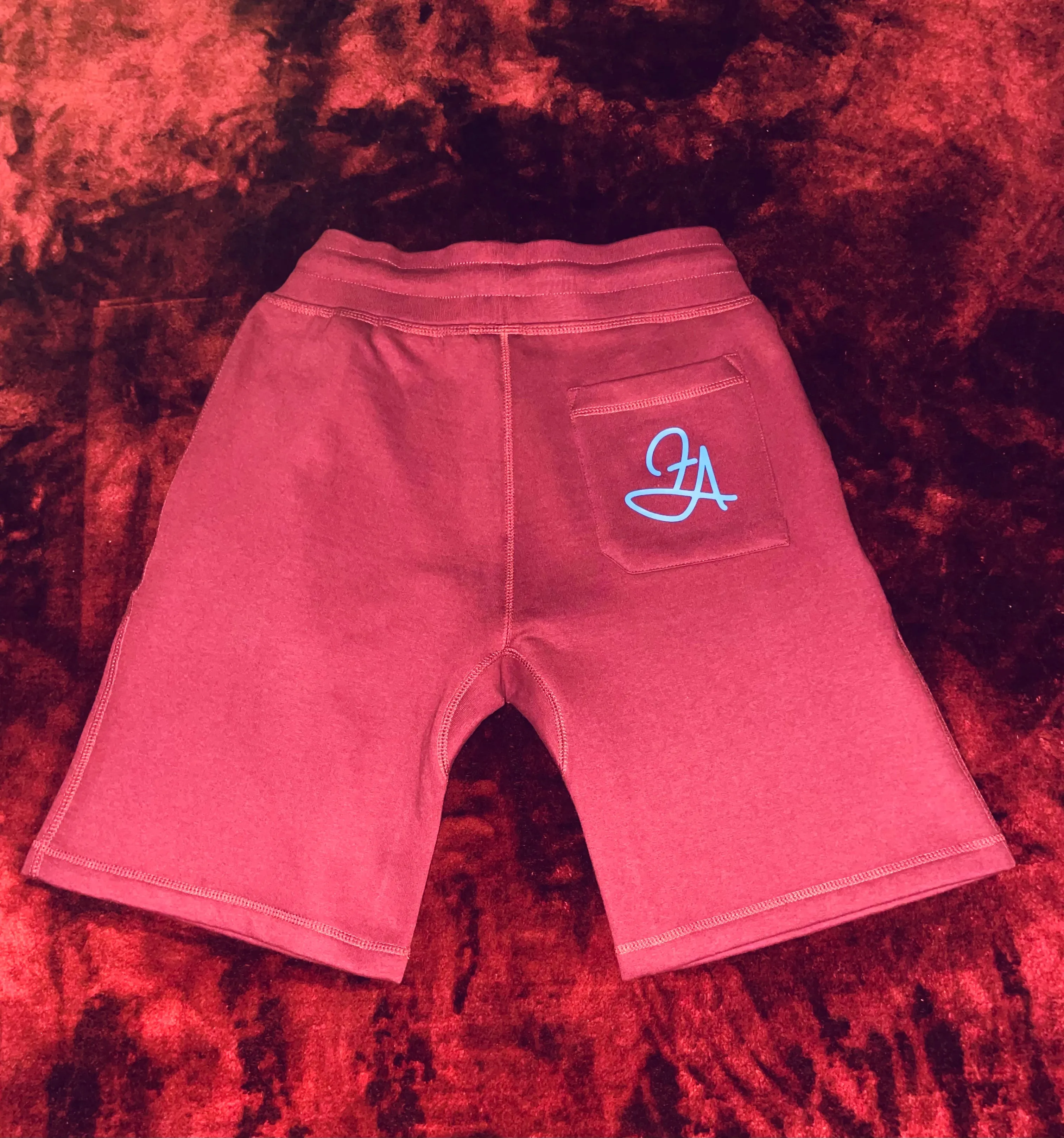 Fallon Aurielle Unisex Signature 3 Piece Detroit Rep Yo Set Short Set (Burgundy & Powder Blue)