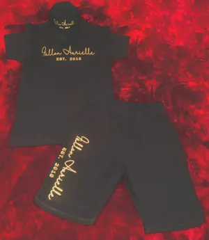 Fallon Aurielle Unisex Signature 3 Piece EST. 2018 Short Set (Black & Gold)