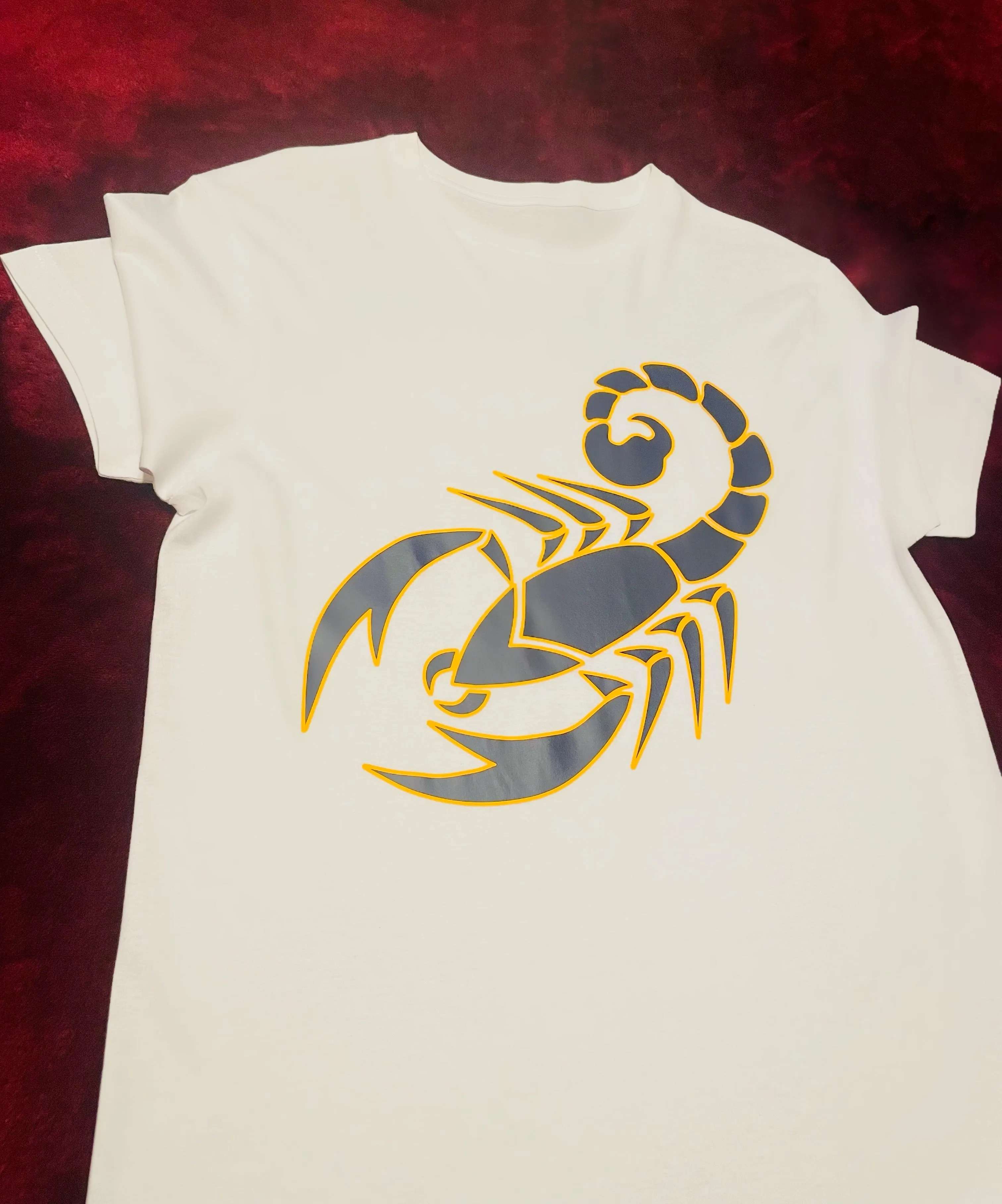 Fallon Aurielle Unisex Signature 3 Piece Scorpio Scorpion Zodiac Short Set (White, Golden Yellow & Navy Blue)