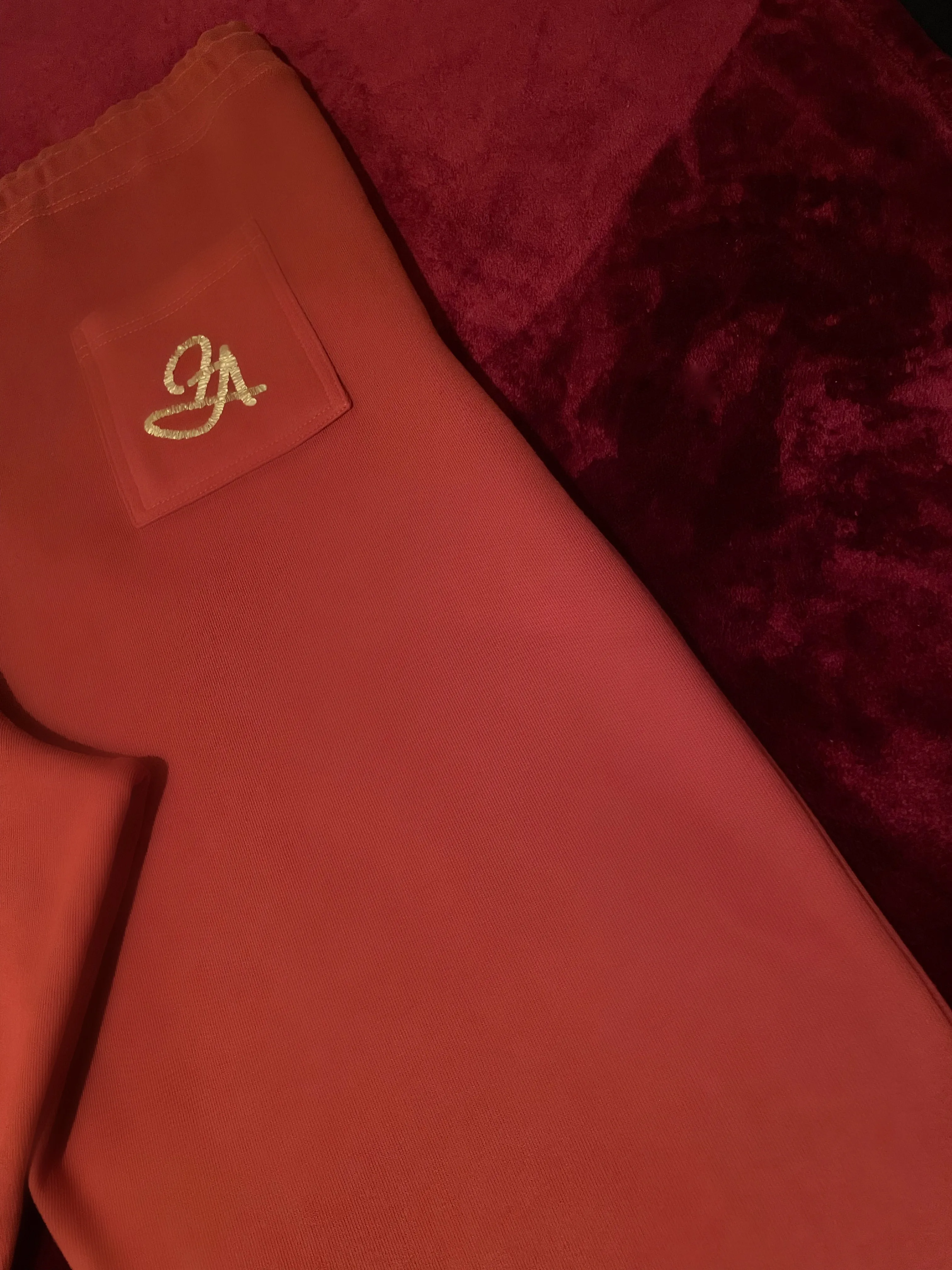 Fallon Aurielle Unisex Signature Cancer Logo & Name Zodiac Jacket Jogging Set (Burnt Orange, Antique Gold & Cream)