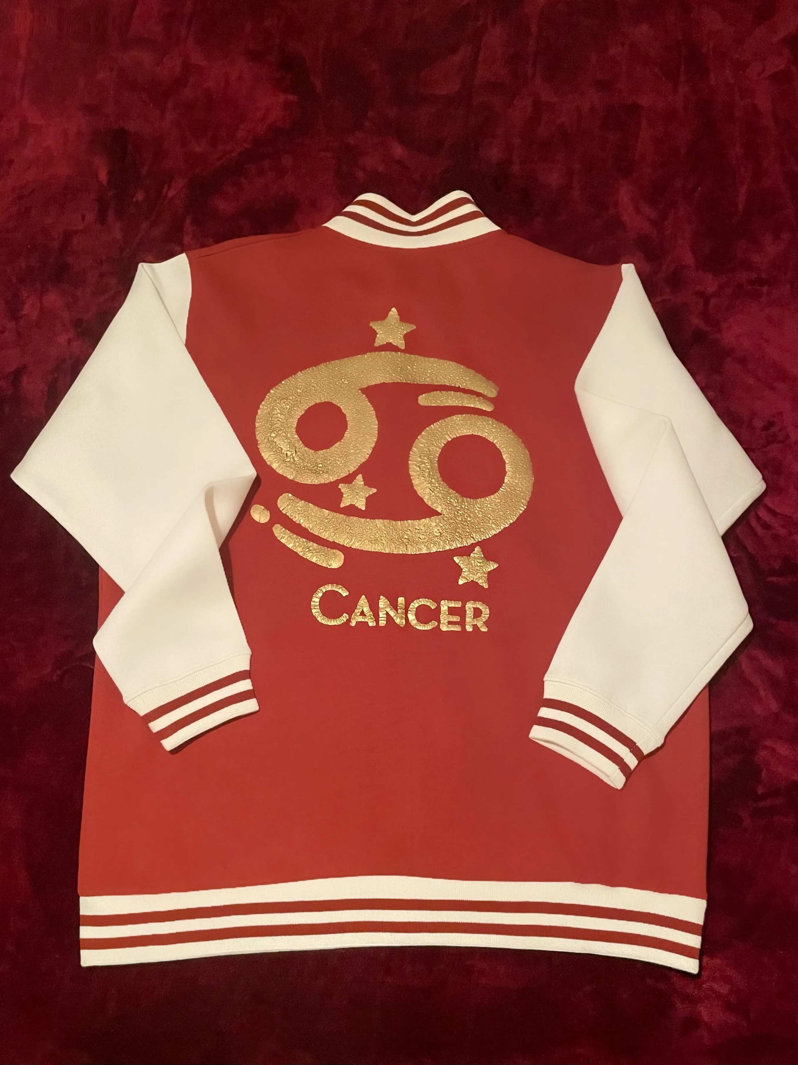 Fallon Aurielle Unisex Signature Cancer Logo & Name Zodiac Jacket Jogging Set (Burnt Orange, Antique Gold & Cream)