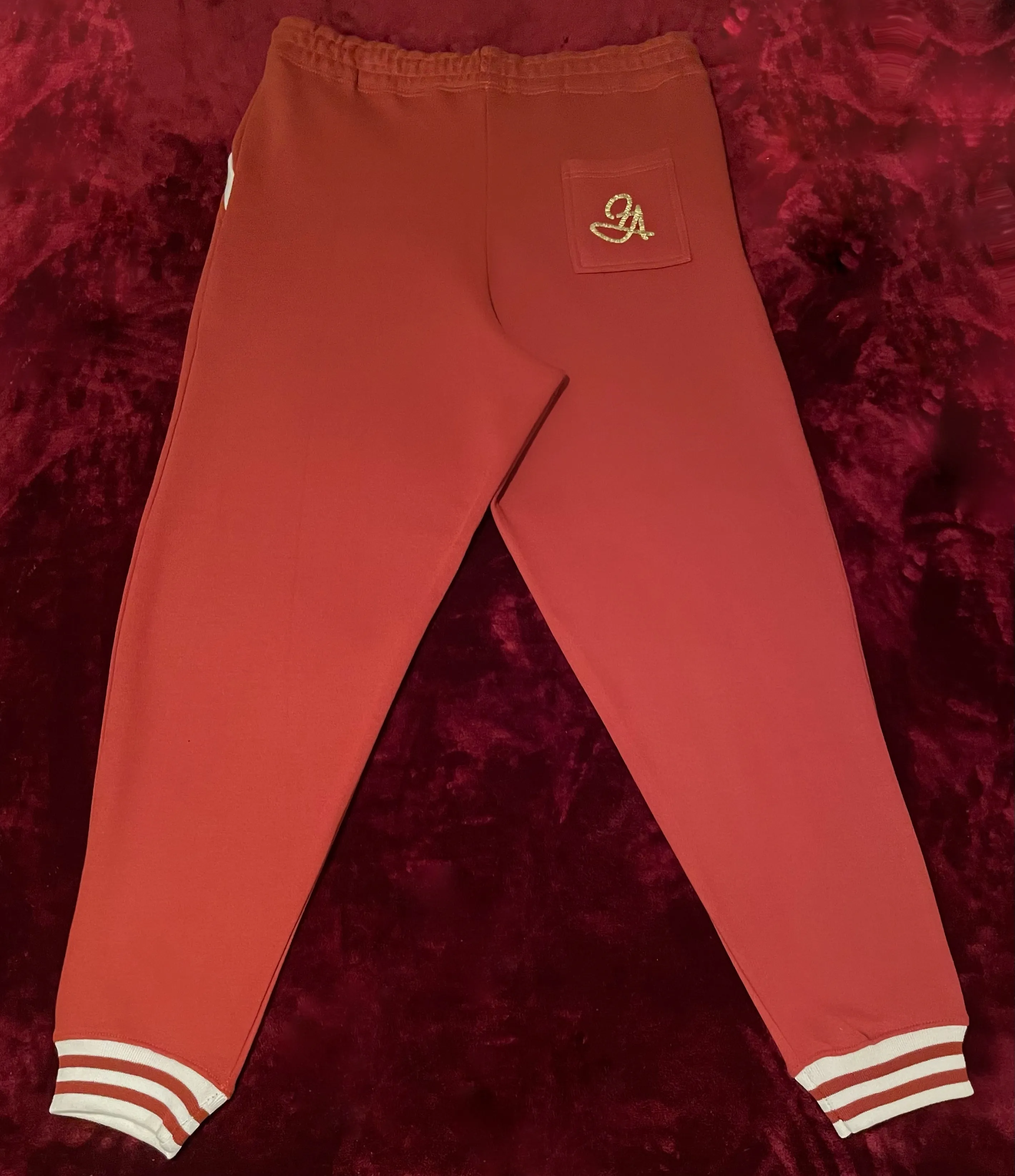 Fallon Aurielle Unisex Signature Cancer Logo & Name Zodiac Jacket Jogging Set (Burnt Orange, Antique Gold & Cream)