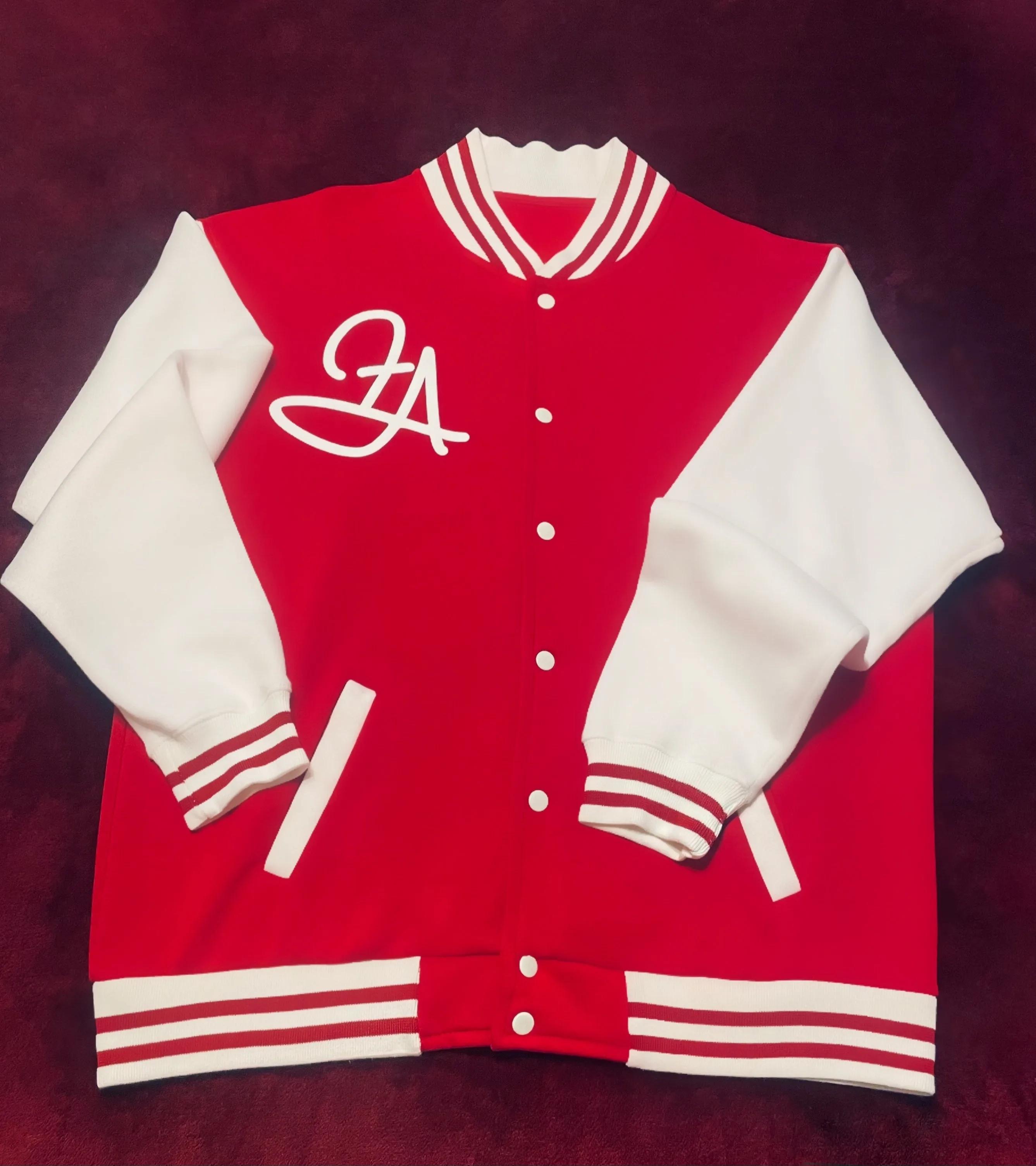 Fallon Aurielle Unisex Signature Leo Lion Logo & Name Zodiac Jacket Jogging Set (Red & White)