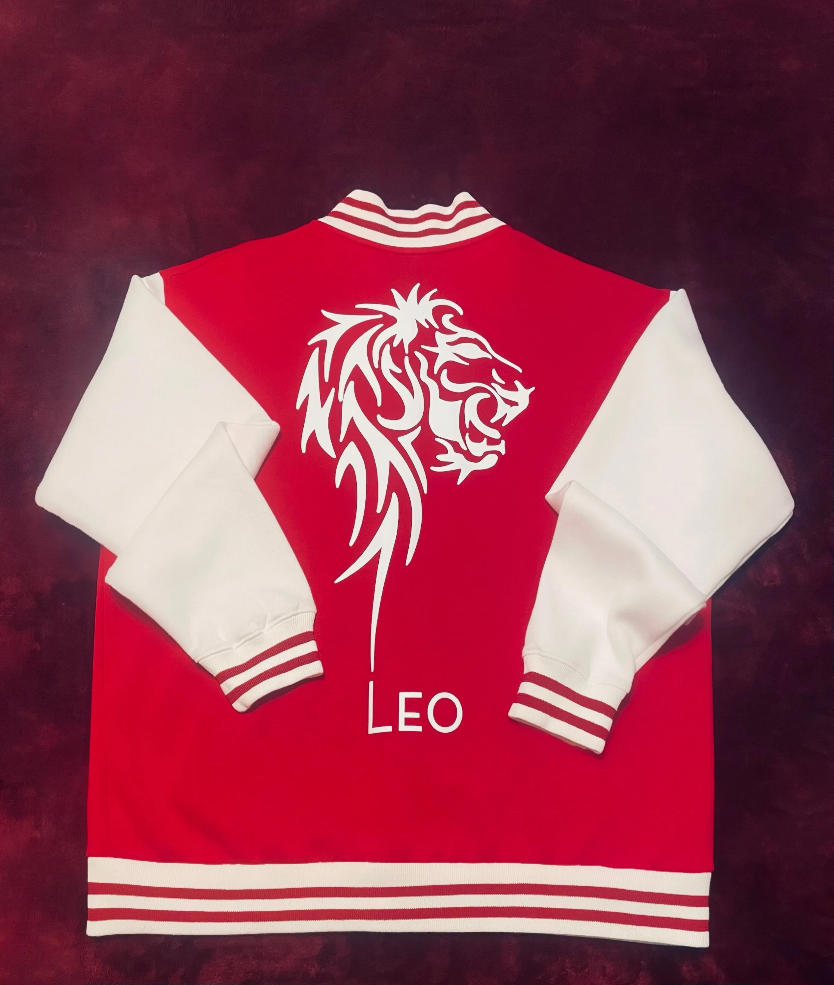 Fallon Aurielle Unisex Signature Leo Lion Logo & Name Zodiac Jacket Jogging Set (Red & White)