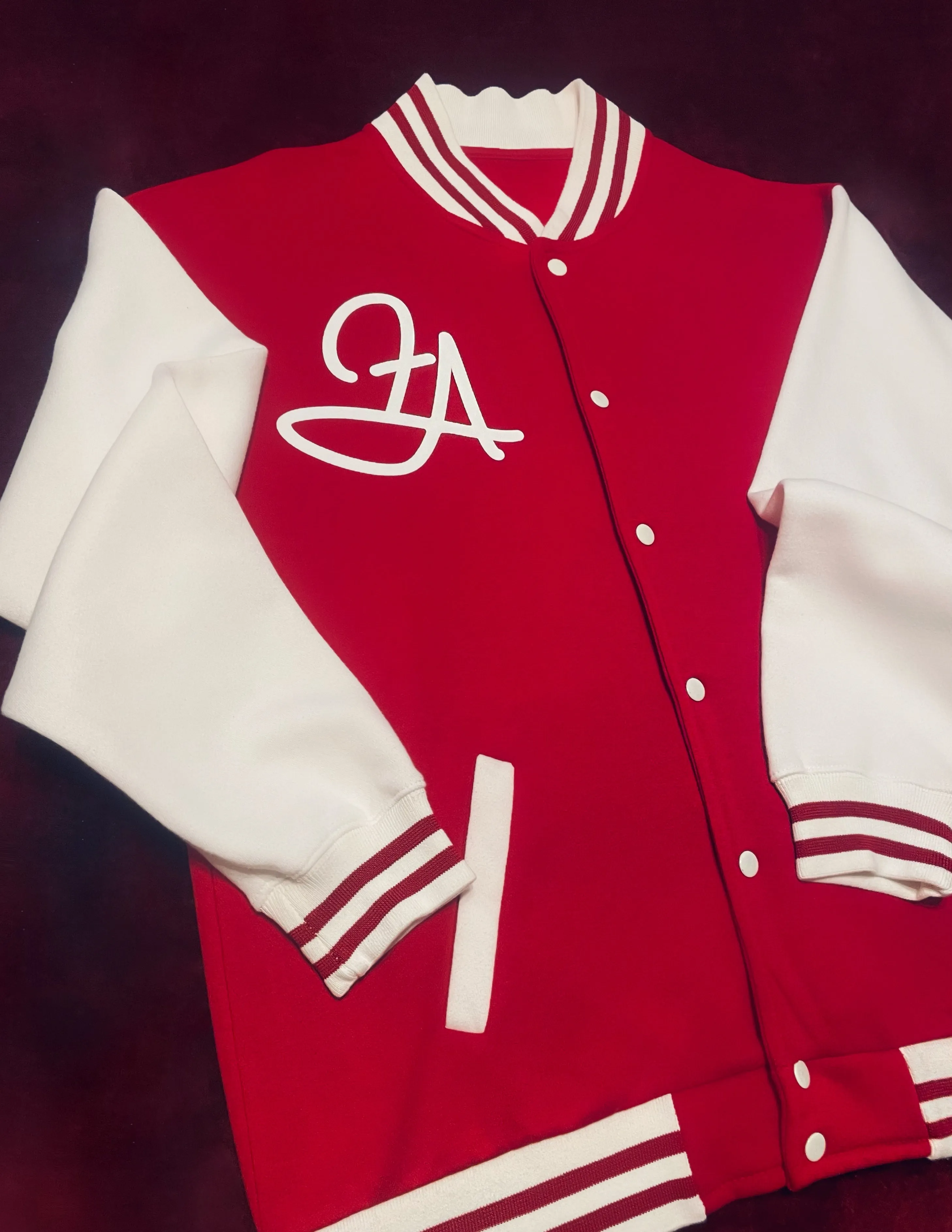Fallon Aurielle Unisex Signature Leo Lion Logo & Name Zodiac Jacket Jogging Set (Red & White)