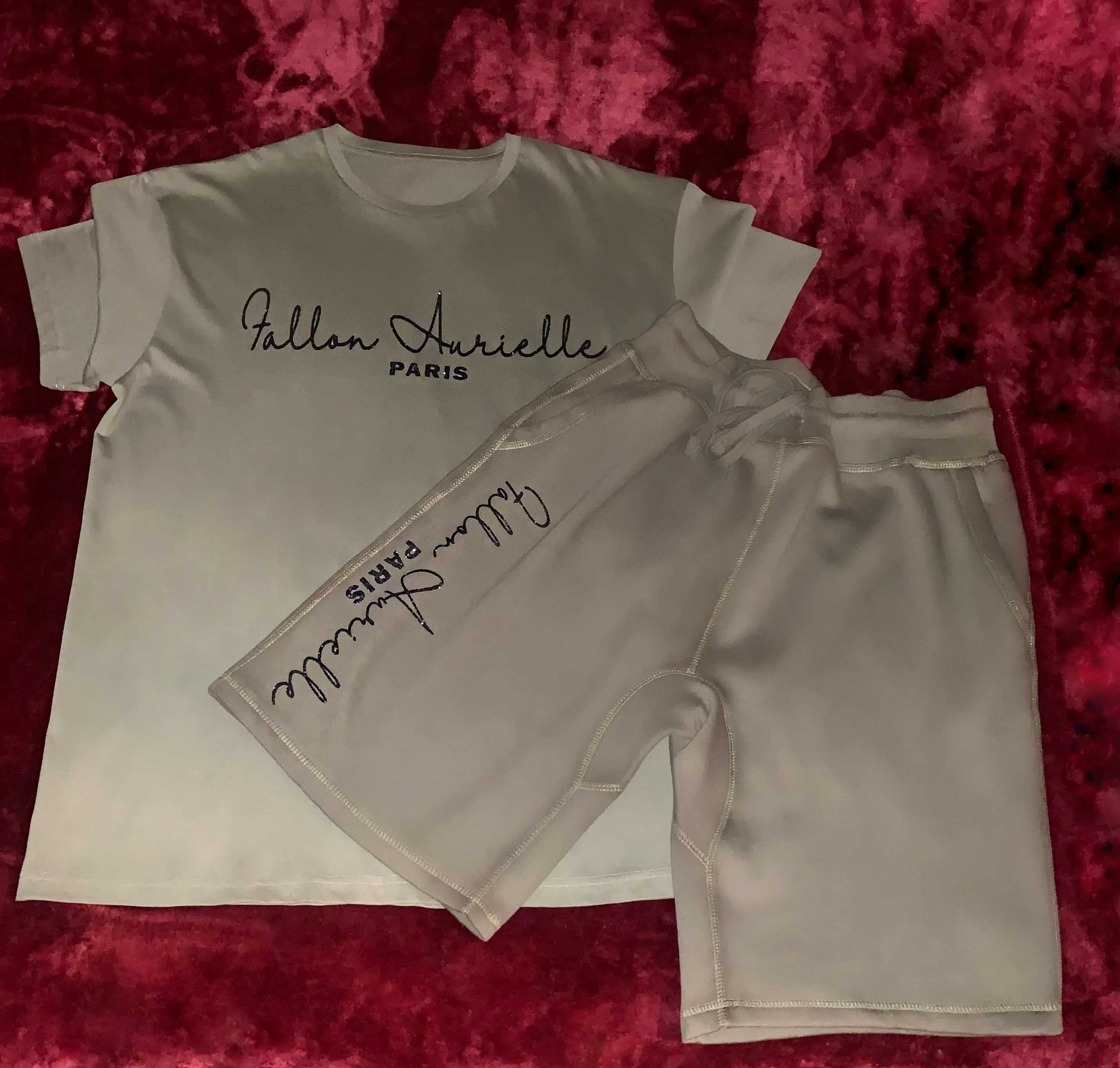 Fallon Aurielle Unisex Signature Paris Short Set (Olive Green & Black)