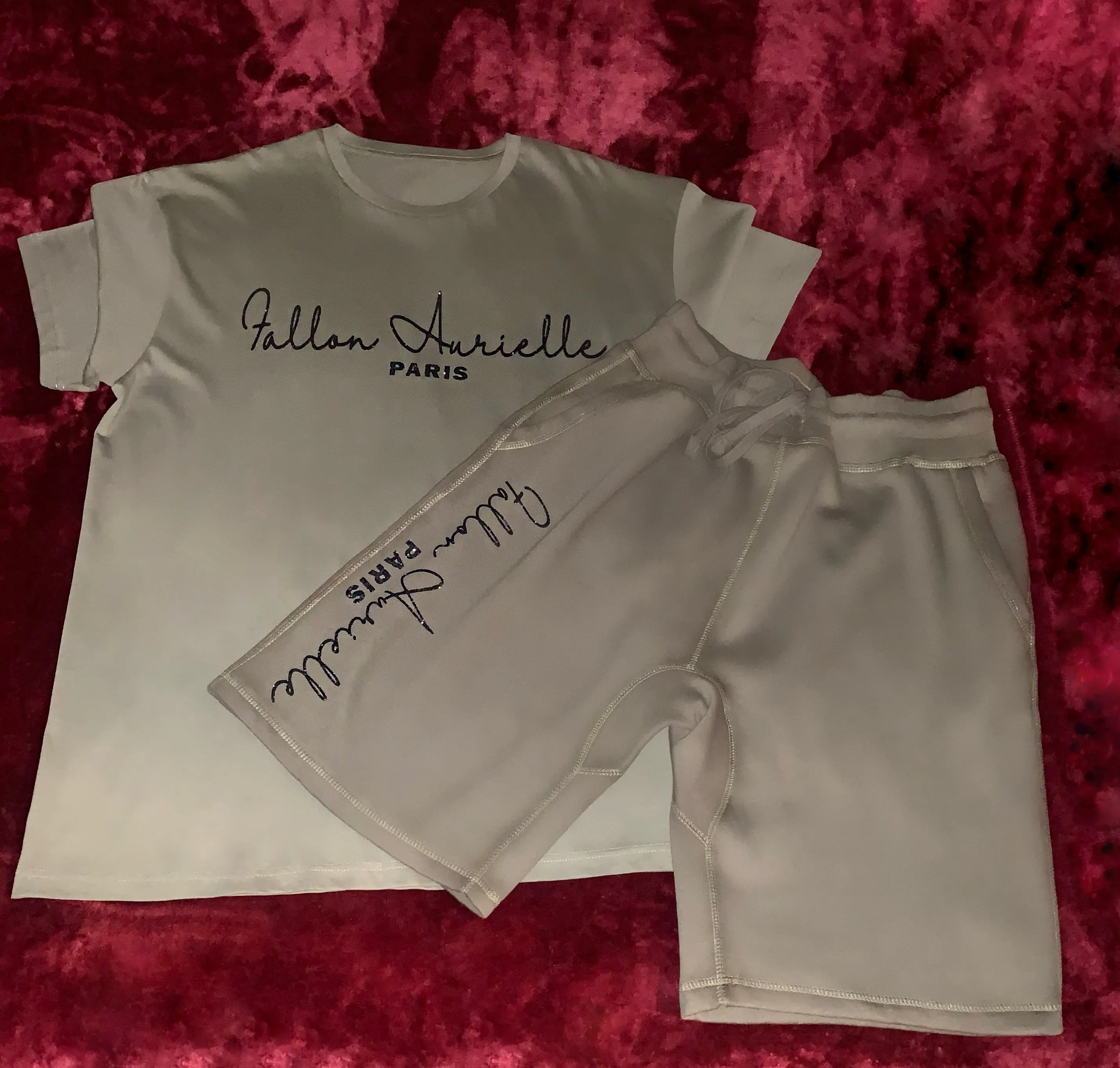 Fallon Aurielle Unisex Signature Paris Short Set (Olive Green & Black)