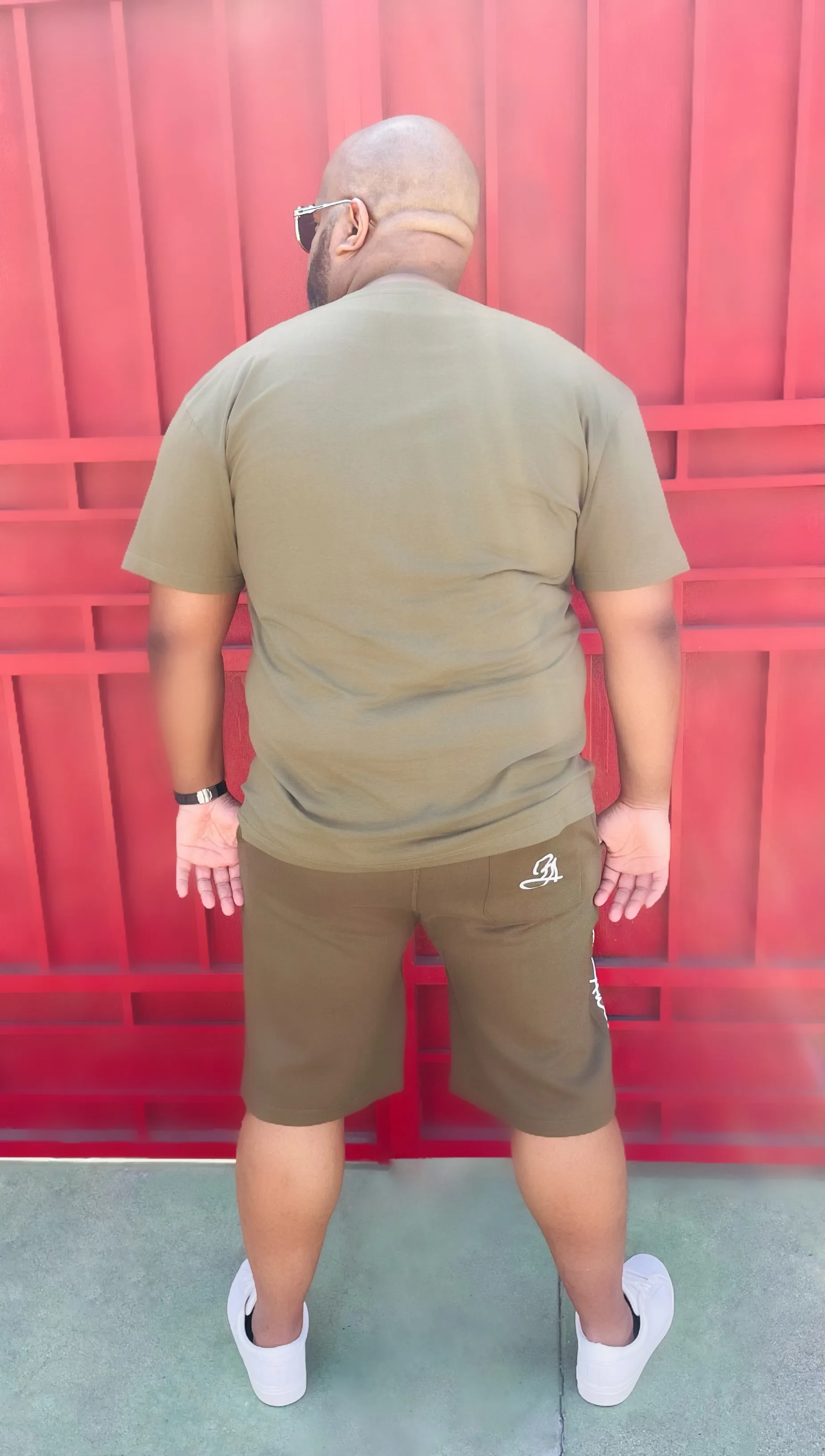 Fallon Aurielle Unisex Signature Shorts (Olive Green & White)