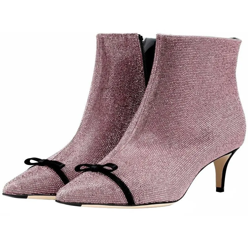 Fashion Bling Bling Ankle Booties 2020 Crystal Handmade Spring Shoes Party Dress Pointed Toe Runway Woman Ankle Boots