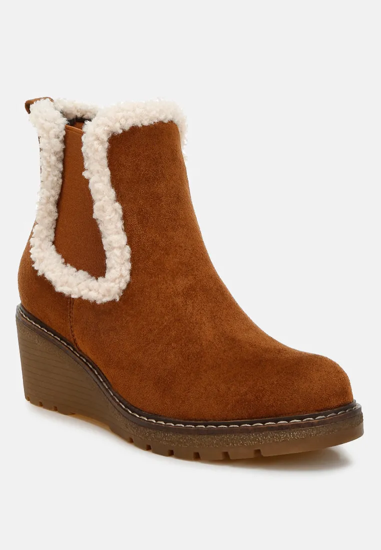 Faux Fur Lined Chelsea Boots By RUW