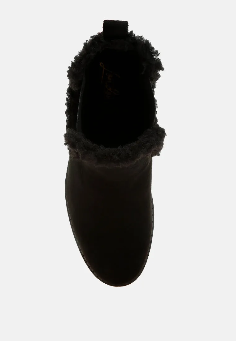 Faux Fur Lined Chelsea Boots By RUW