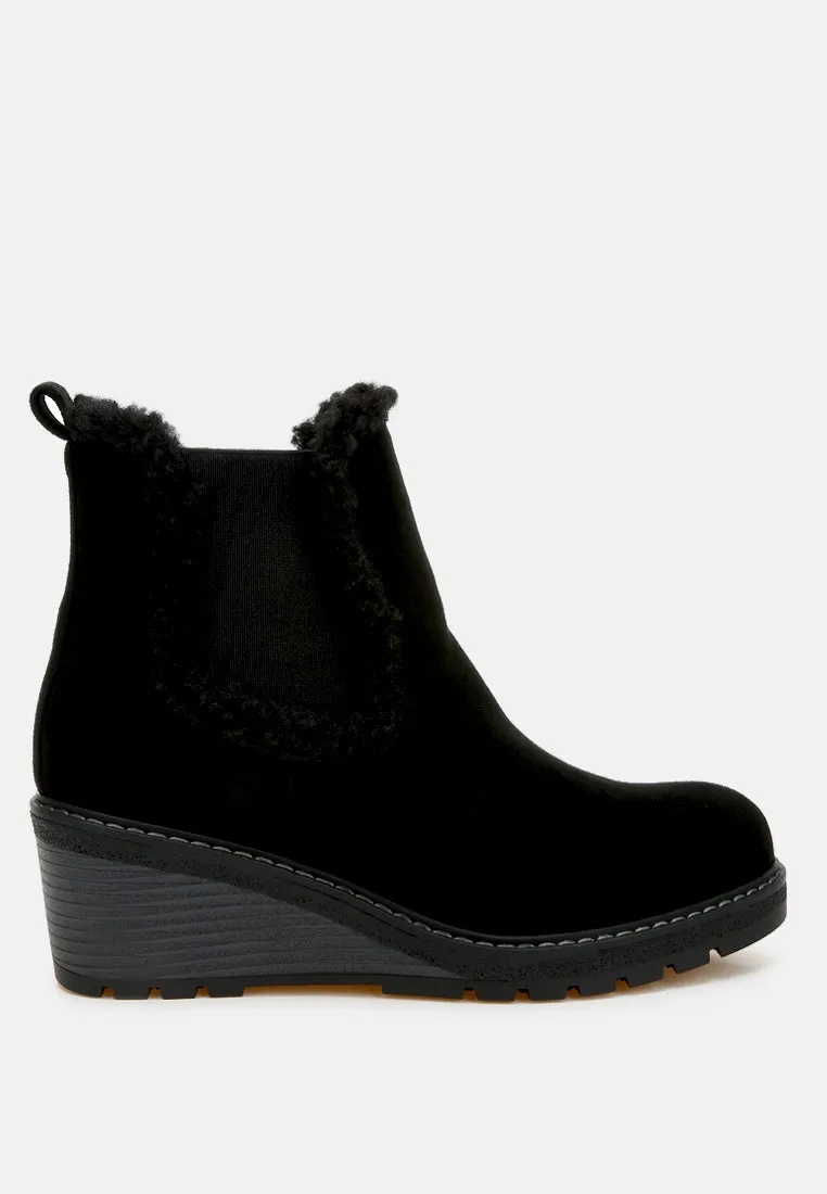 Faux Fur Lined Chelsea Boots By RUW