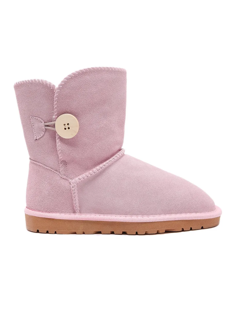 Faux Fur-Lined Classic Side Button Suede Boot