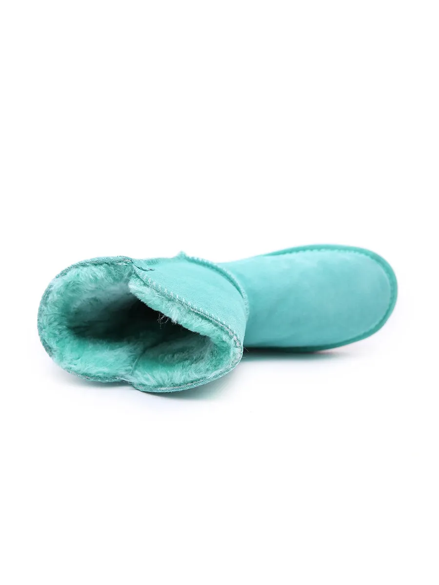 Faux Fur-Lined Classic Side Button Suede Boot