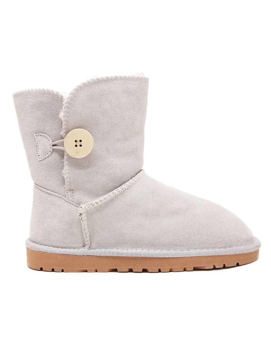 Faux Fur-Lined Classic Side Button Suede Boot