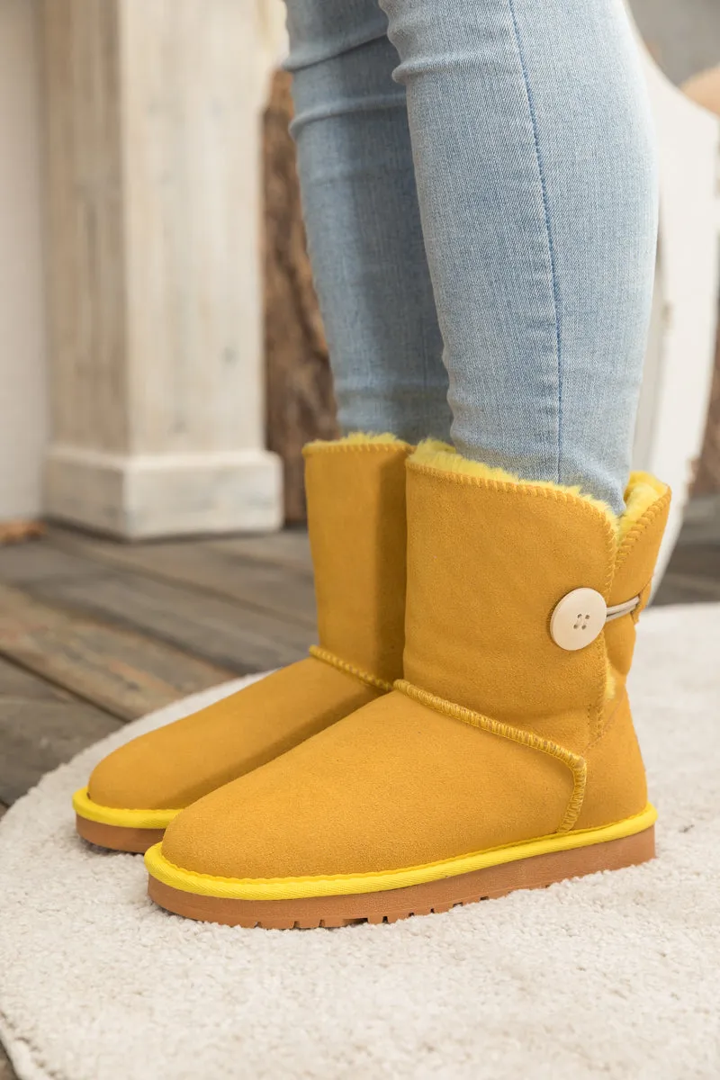 Faux Fur-Lined Classic Side Button Suede Boot