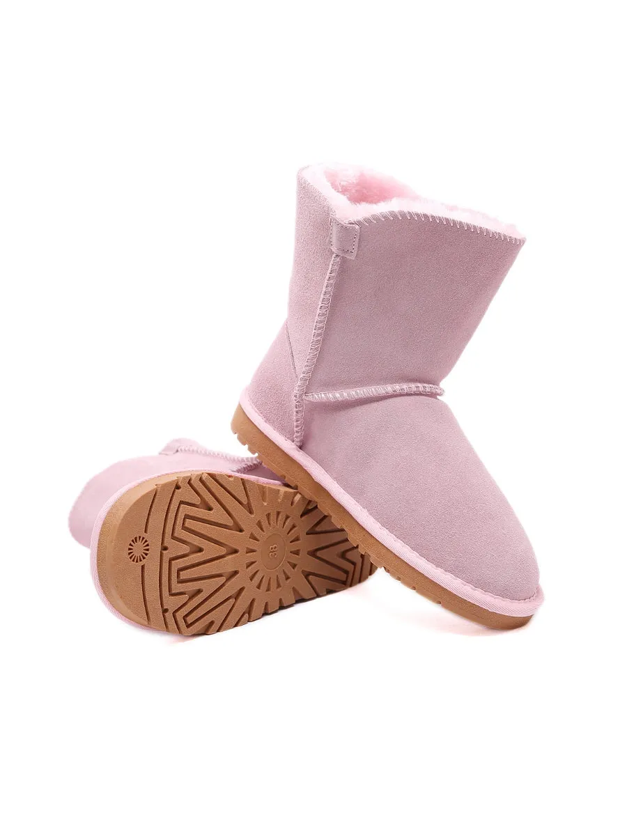 Faux Fur-Lined Classic Side Button Suede Boot