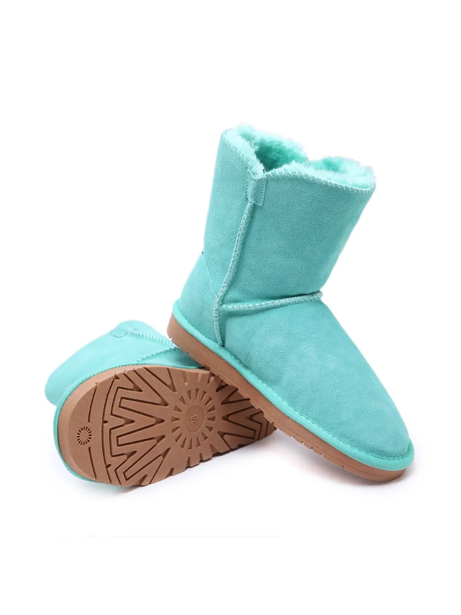 Faux Fur-Lined Classic Side Button Suede Boot