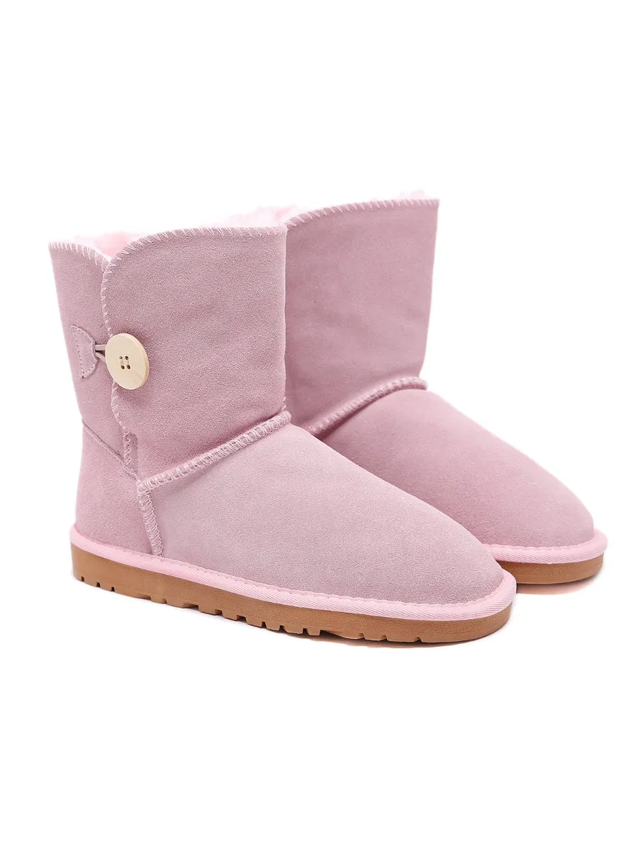 Faux Fur-Lined Classic Side Button Suede Boot