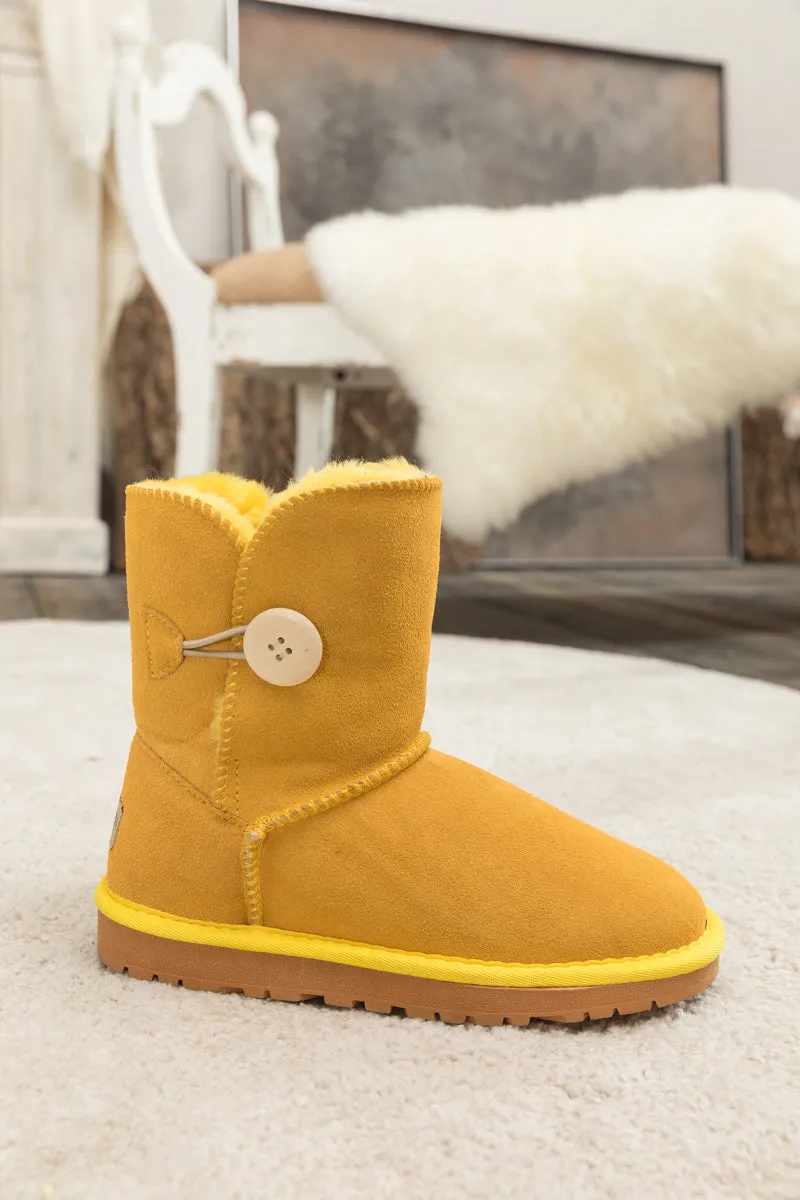 Faux Fur-Lined Classic Side Button Suede Boot