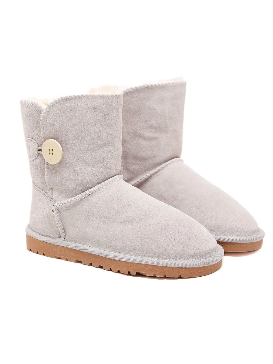 Faux Fur-Lined Classic Side Button Suede Boot