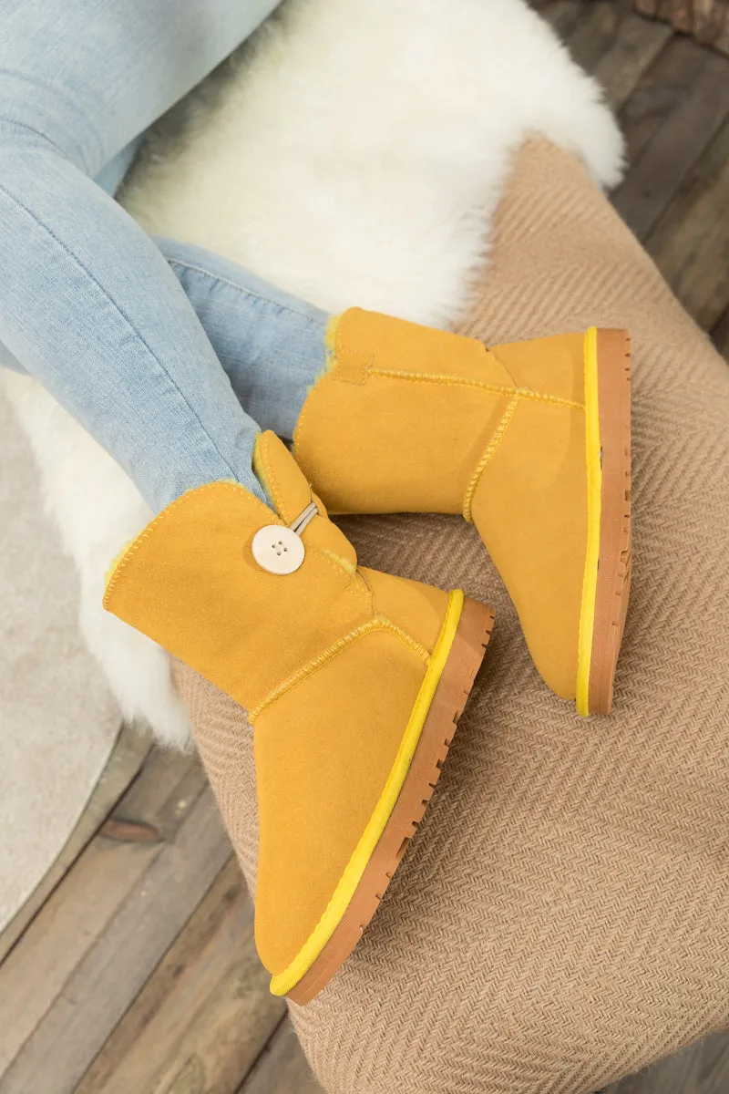 Faux Fur-Lined Classic Side Button Suede Boot