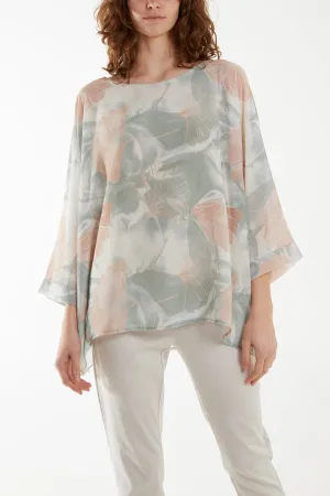Feather Shell Print Tunic Top