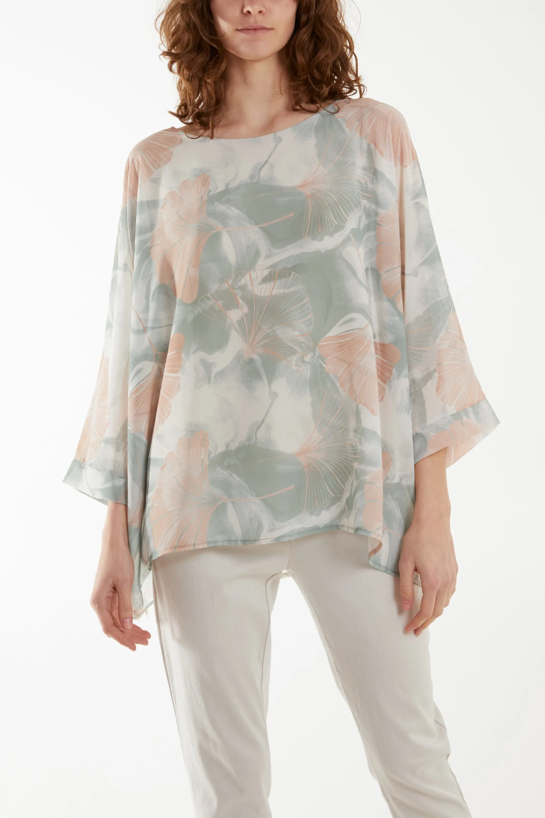 Feather Shell Print Tunic Top