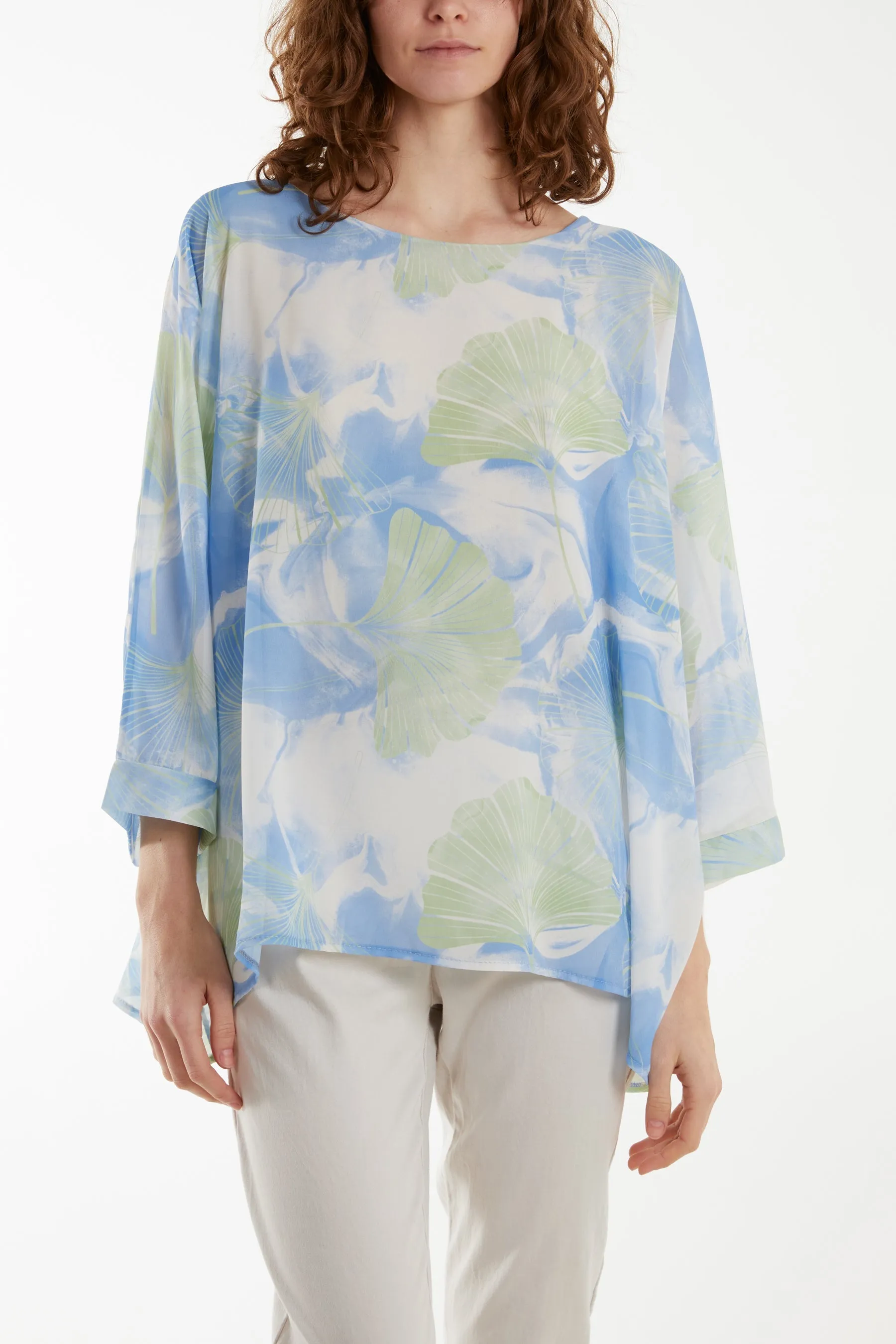 Feather Shell Print Tunic Top