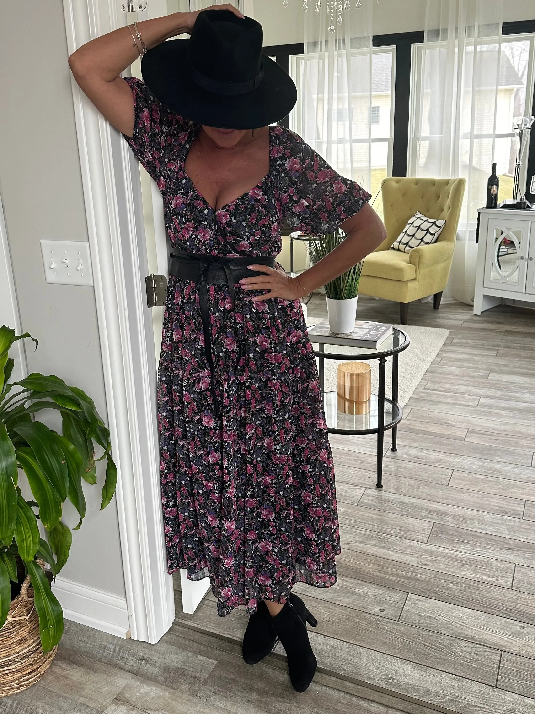 FINAL SALE Floral Puff-Sleeve Dress