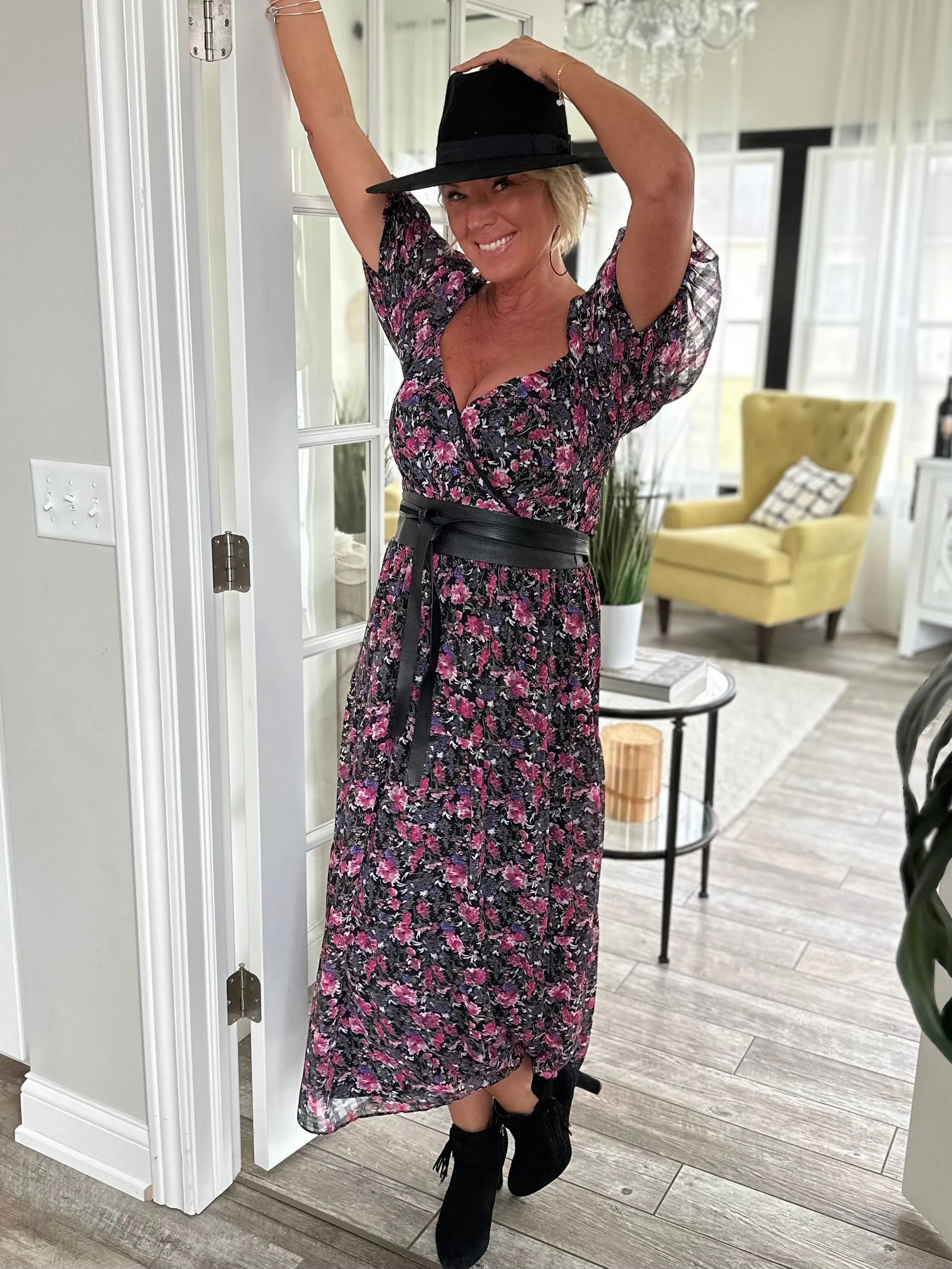 FINAL SALE Floral Puff-Sleeve Dress